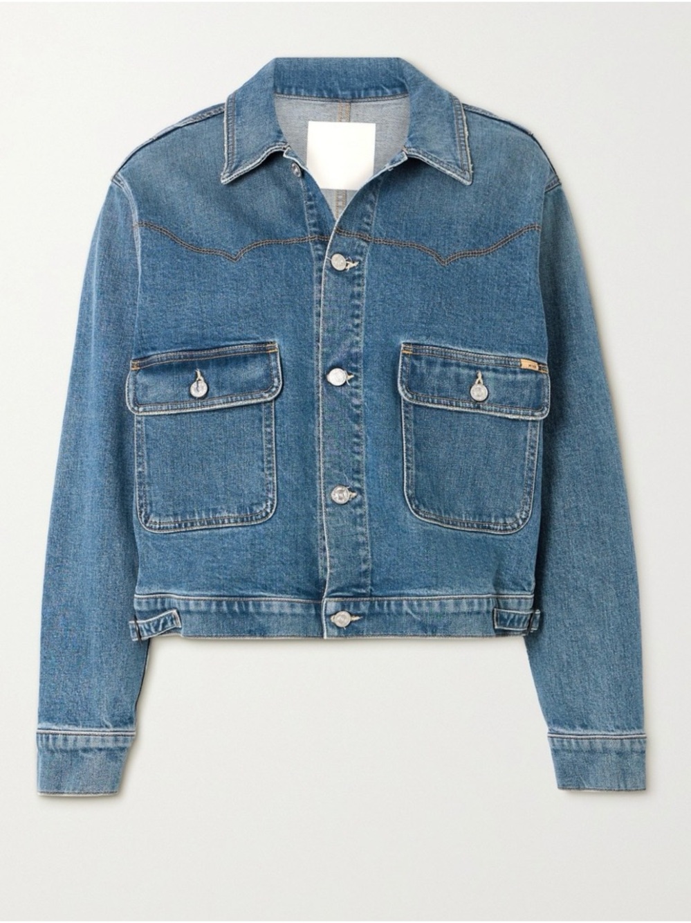 MOTHER Rootin Tootin Denim Jacket in Horsin Around Trucker Jean Jacket Large - Picture 3 of 16